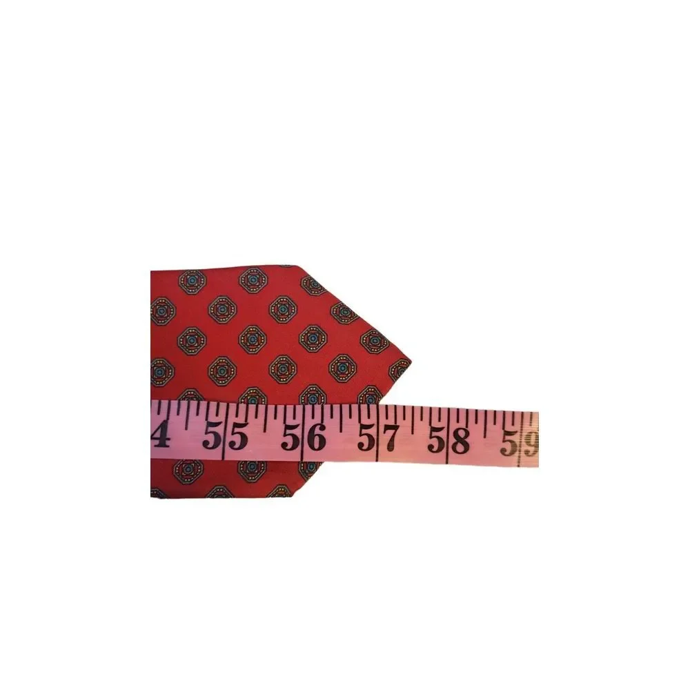 Vintage Stafford Luxury Red Micro‎ Medallion Foulard Pattern Tie Classical Power
